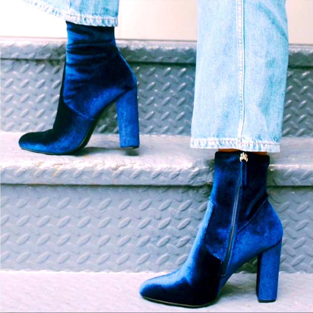 Steve Madden Velvet Heeled Boots in Deep Royal Blue